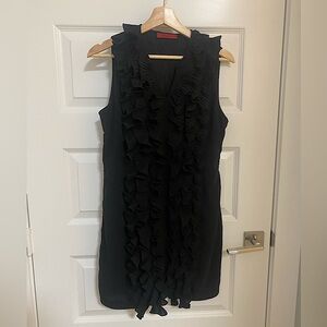 AKIRA Black Ruffle Detail Mini Dress Women's L